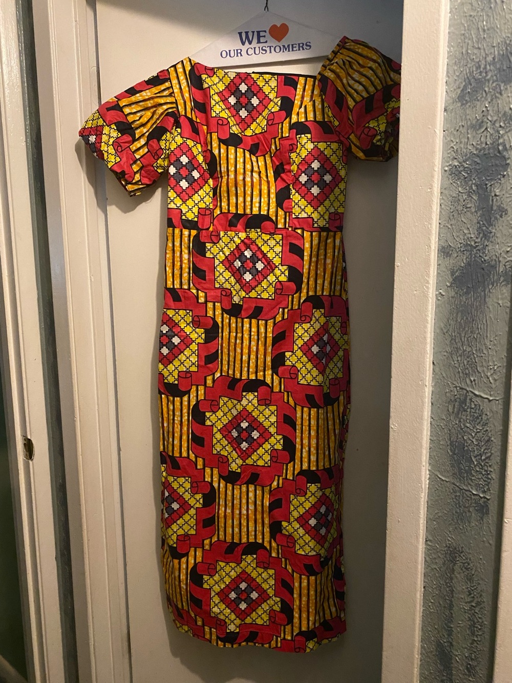 Vibrant Yellow & Pink Geometric Midi Dress